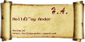 Hollósy Andor névjegykártya